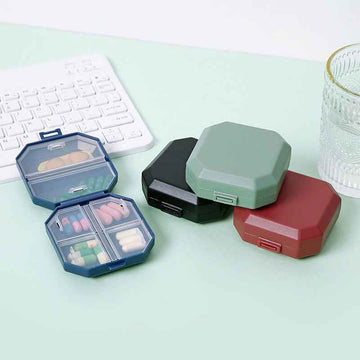 Compact Pill Box - 6-Compartment | Transparent Window - Pines