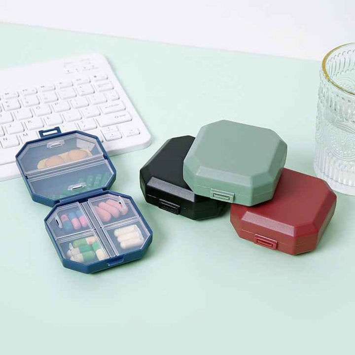 Compact Pill Box - 6-Compartment | Transparent Window - Pines