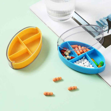 4 Compartments Pill Box - Twist-Open | Compact - Pines