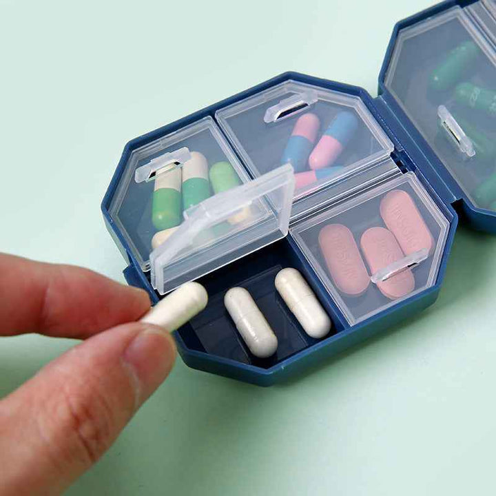 Compact Pill Box - 6-Compartment | Transparent Window - Pines