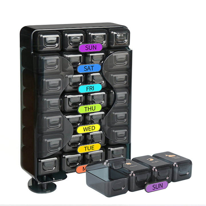 Weekly Pill Organizer – 28 Slot 7 Day Box | BPA Free – Pines