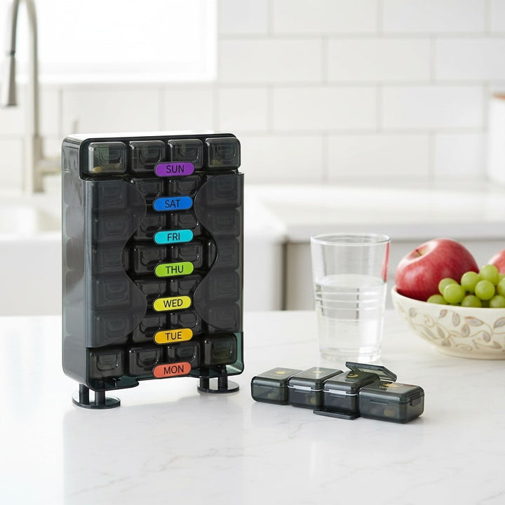 Weekly Pill Organizer – 28 Slot 7 Day Box | BPA Free – Pines