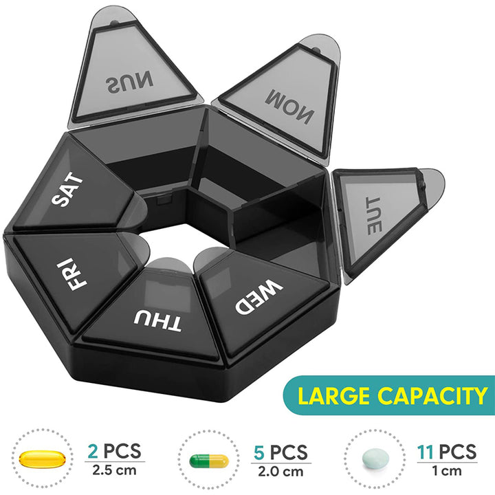 Compact Weekly Pill Box | Small and Convenient for Travel | Pines