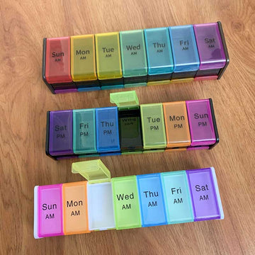Colorful Weekly AM/PM Pill Sorter