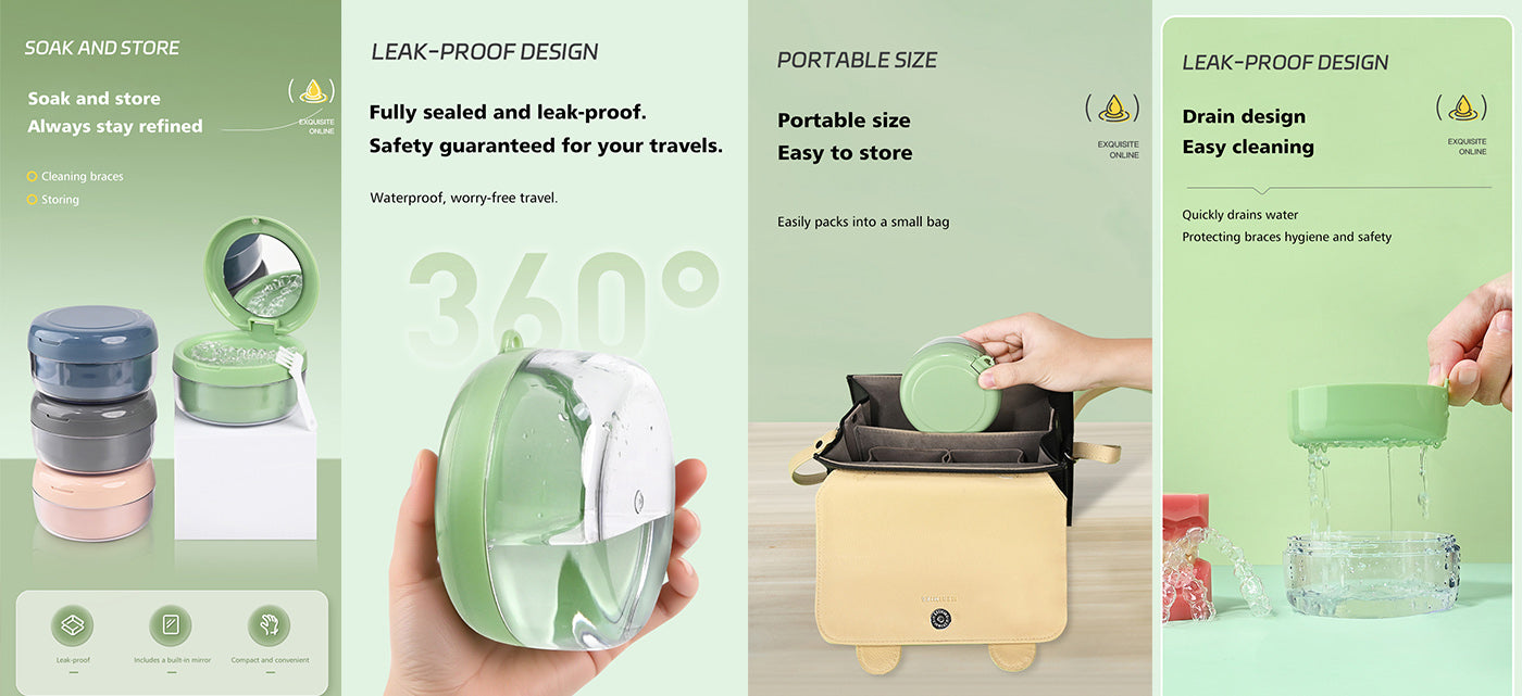 Compact Retainer Case - Mirror | Draining Tray - Pines