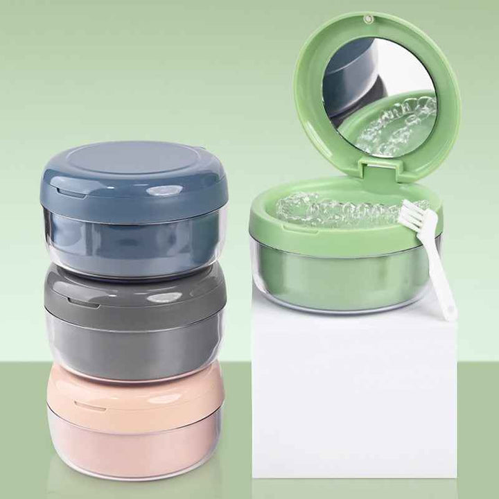 Compact Retainer Case - Mirror | Draining Tray - Pines