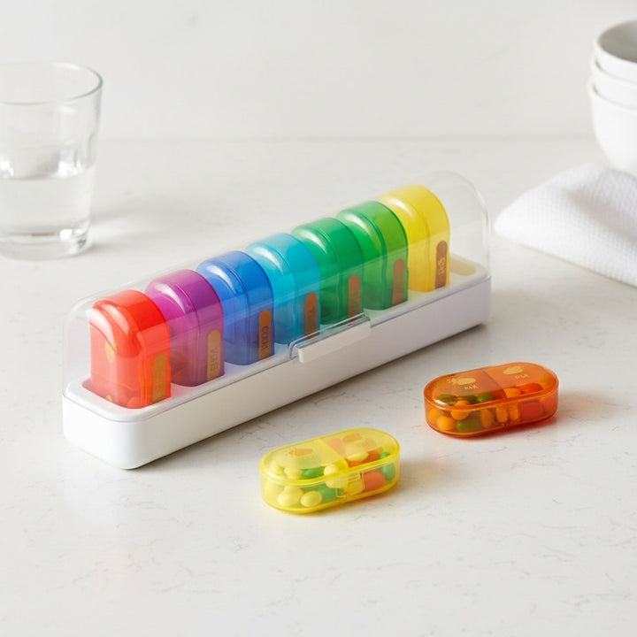 Weekly Pill Organizer AM PM - Large Medicine Box | Pines