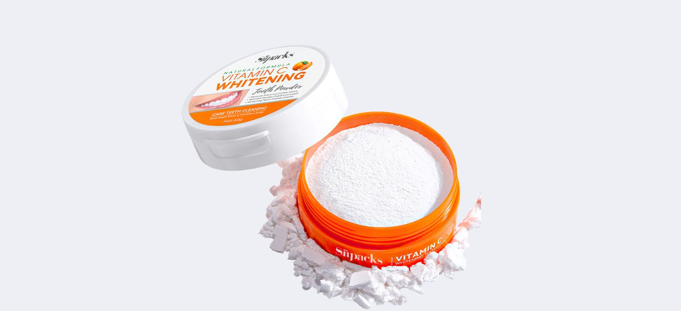 Vitamin C Whitening Tooth Powder with Custom Supplement Sticker Label