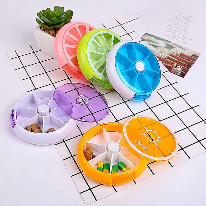 Fruit Round Pill Box - 7-Compartment Weekly Organizer - Pines