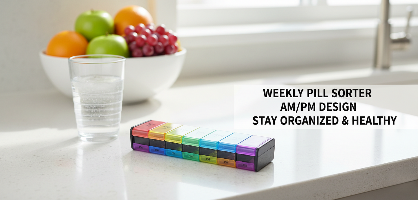 Weekly AM/PM Pill Sorter - Independent Lids - PINES