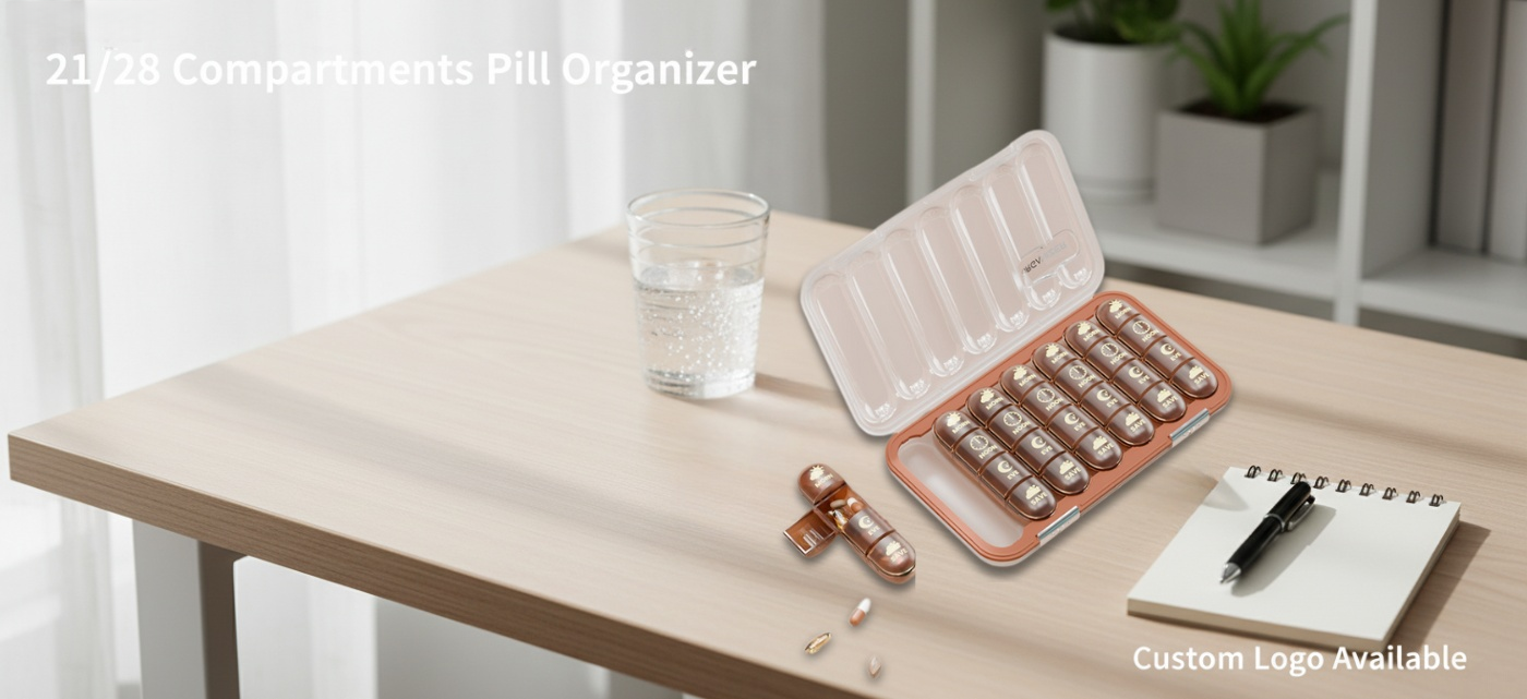 Pill Organizer Bulk - 21/28 Compartment | Custom Logo - Pines