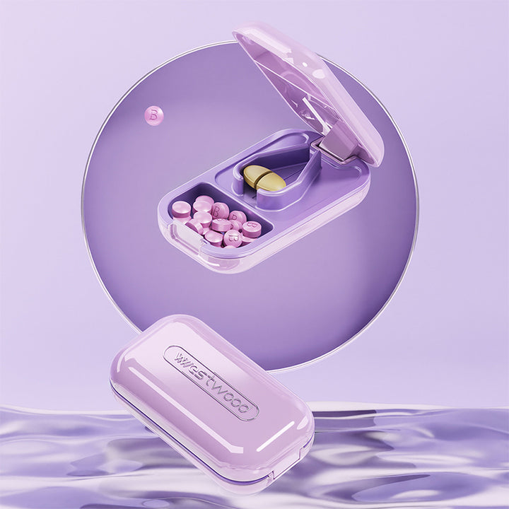 2-in-1 Pill Cutter with Storage – BPA-Free Portable Splitter | PINES