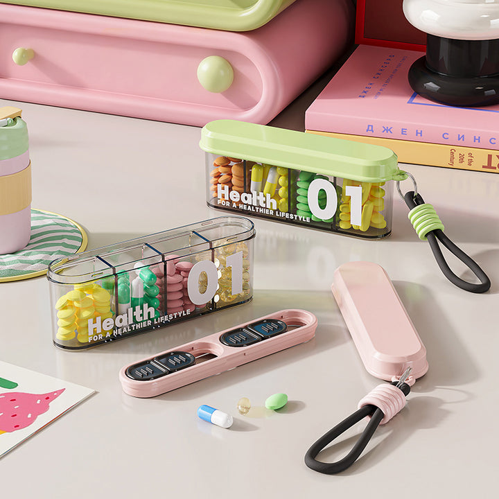 4-Compartment Travel Pill Organizer – Stackable Case | PINES