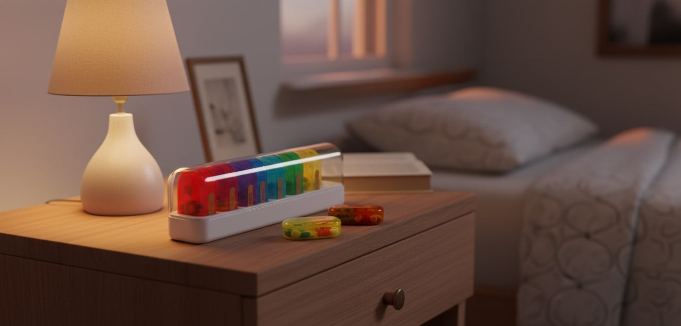 Weekly Pill Organizer AM PM - Large Medicine Box | Pines