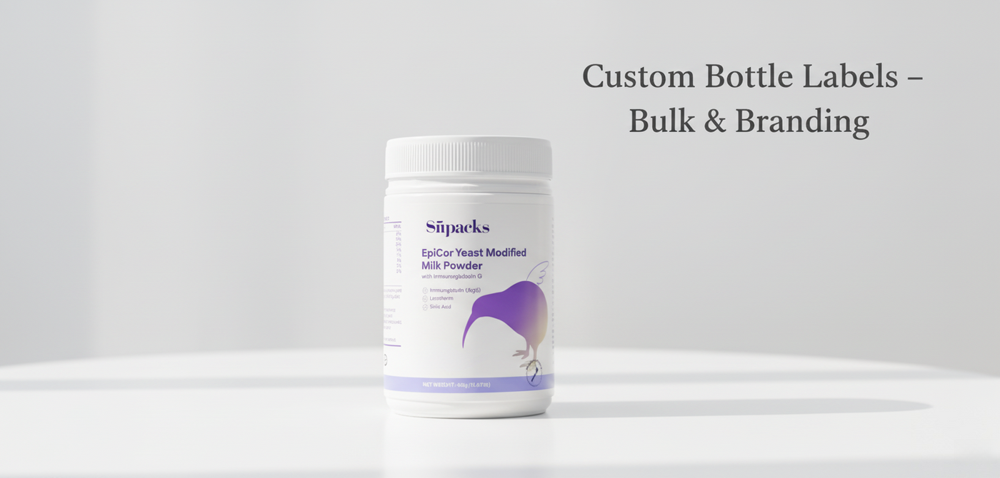 Custom Yeast Milk Powder Bottle Label - Flamingo Print | Durable Bulk - Pines