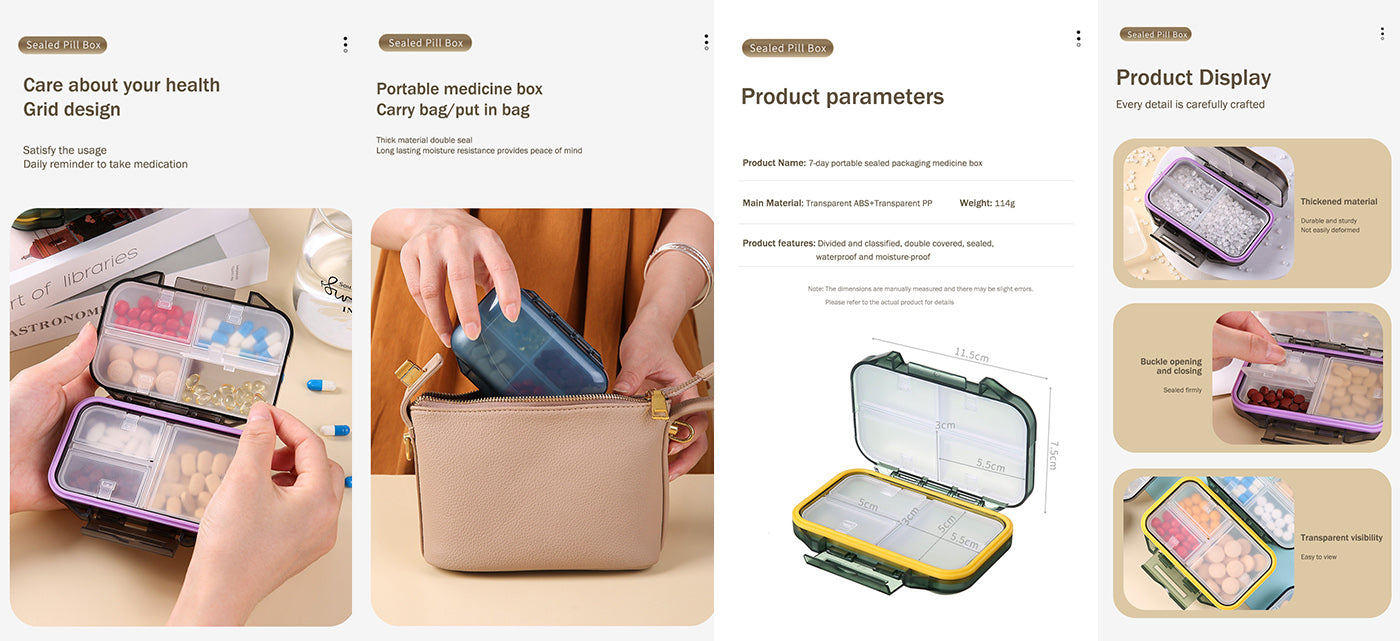 Waterproof Pill Organizer with Compartments - Pines
