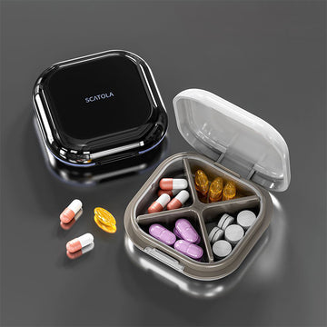 4-Compartment Mini Pill Organizer – Travel Case | PINES