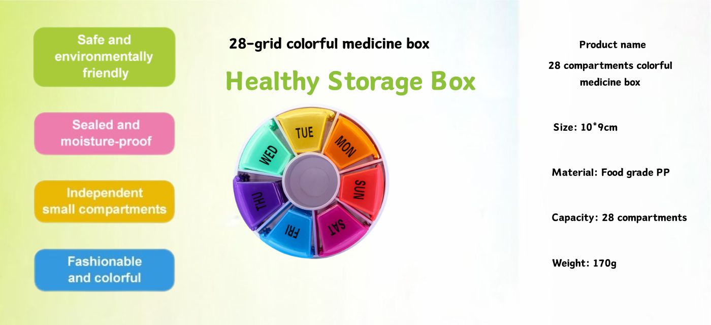 7 Day Pill Box Organizer Large Capacity Portable Pill Case for Vitamins and Supplements