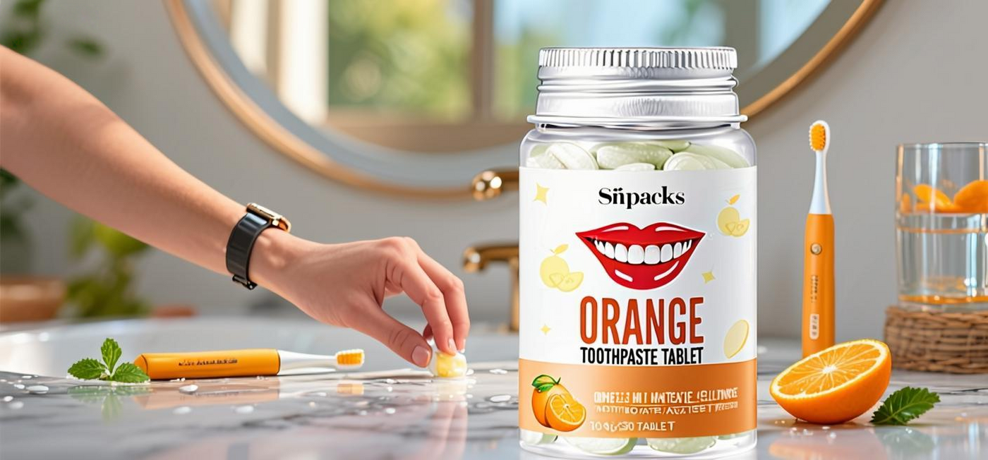 Custom Supplement Bottle Sticker for Toothpaste Tablet Whitening and Antiplaque Label
