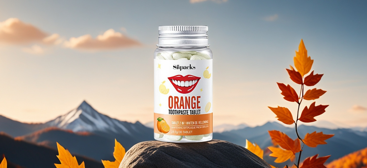 Custom Supplement Bottle Sticker for Toothpaste Tablet Whitening and Antiplaque Label