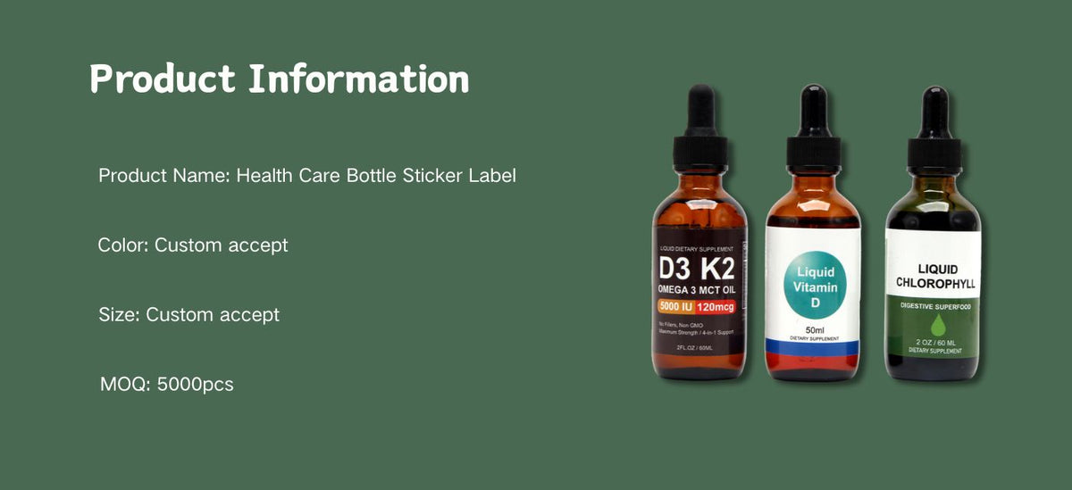 Supplement Sticker Supplement Bottle Sticker Label for D3 K2 Omega 3 – Pines