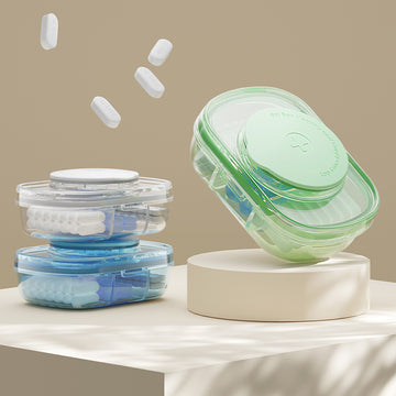 Large Capacity Pill Box with Cutter – Travel Organizer | PINES