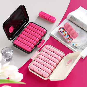 Custom Weekly Pill Organizer 21/28 Compartments BPA-Free Pill Box | PINES