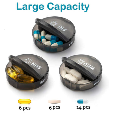14-Compartment AM PM Pill Organizer with PU Case | PINES