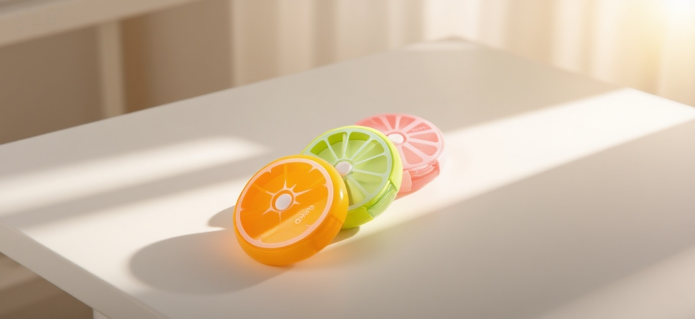 Fruit Round Pill Box - 7-Compartment Weekly Organizer - Pines
