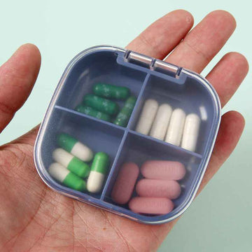 Compact Travel Pill Box – 4-Grid | Portable - Pines
