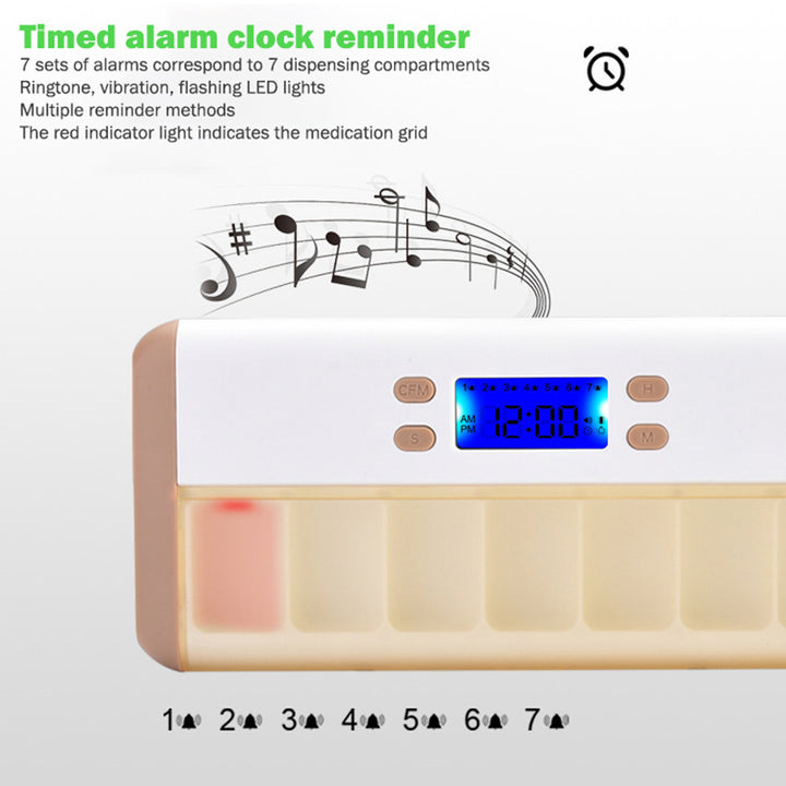 Smart Pill Box - weekly | Timer | Alarm | Vibration | Long Battery - Pines