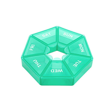 Compact Weekly Pill Box Cyan