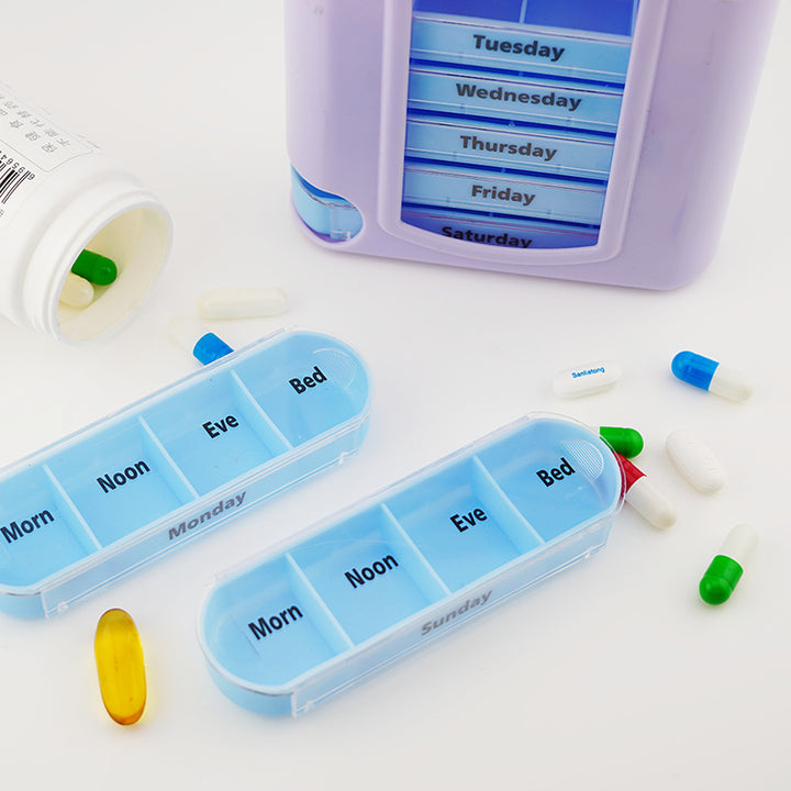 Pill Sorter 28 Compartments – Weekly Drawer Organizer - Pines