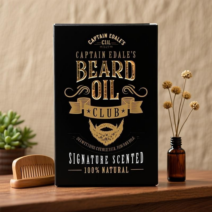 Custom Healthcare Packaging Captain Edale's Beard Oil Club Premium Black Gold Box