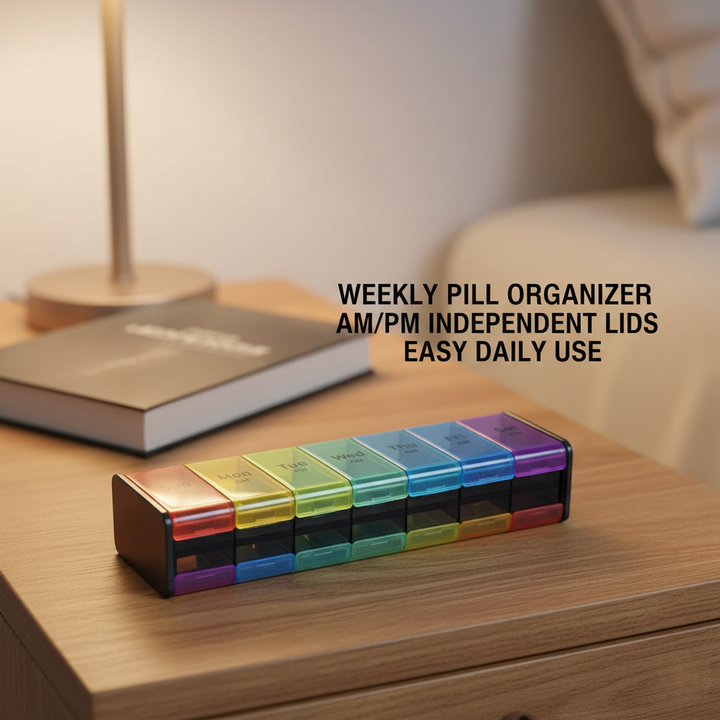 Weekly AM/PM Pill Sorter - Independent Lids - PINES