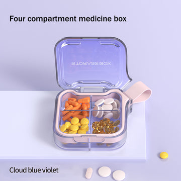 Purple Medicine Box Organizer - 4 Compartments