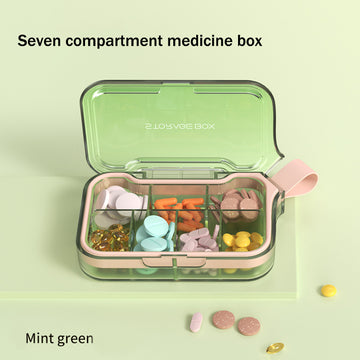 Green Medicine Box Organizer - 7 Compartments