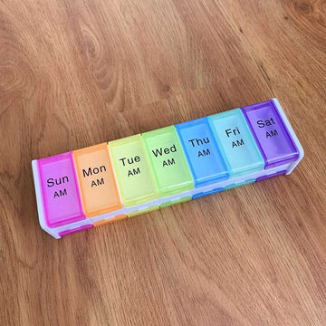 Colorful Weekly AM/PM Pill Sorter Small_White